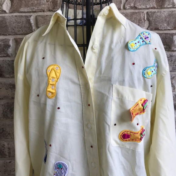 Las Olas Flip Flop Embellished Striped Shirt - Picture 2 of 8